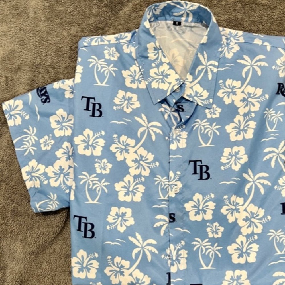Tampa Bay Devil Rays Floral Mens Medium Casual Dress Shirt